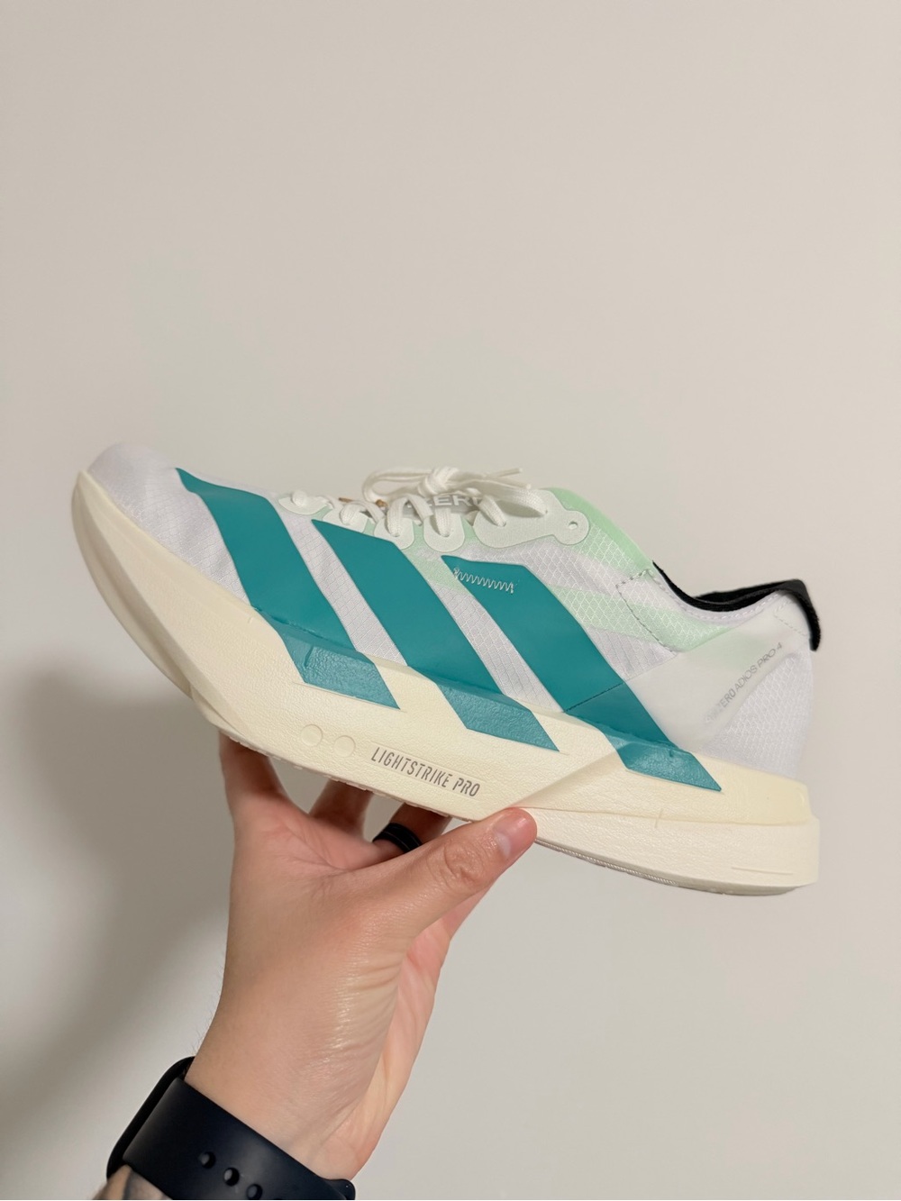 Unisex Adidas Adizero Pro 4 Running Shoes - White/Teal JR1267 Men 8 / Women 9.5